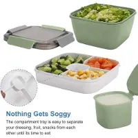Famanu - Lunchbox met verdeelde vakken, broodtrommel voor volwassenen en, duurzaam, lekvrij, vaatwasmachinebestendig,salade-lunchbox,bentobox voor school, werk, picknick (New green)