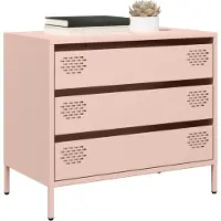 vidaXL Dressoir 68x39x58,5 cm koudgewalst staal roze