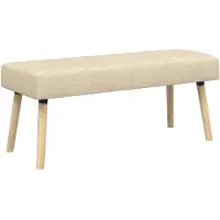 vidaXL Kanaalgeplooide Bank Crèmekleurig 110 x 40 x 46 cm Stof