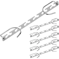 Famanu - Set van 6 metalen kledinghangers met meervoudige haak – Chroom
