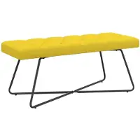 vidaXL Bank met knopen tufting Licht Geel 110 x 40 x 46 cm Stof