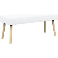 vidaXL Kanaalgeplooide Bank Wit 110 x 40 x 46 cm Stof