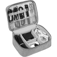 Famanu - Elektronica Accessoiretas Organizer Grijs, universele tas voor kabels, adapters, opladers en kleine gadgets, overzichtelijk opbergen
