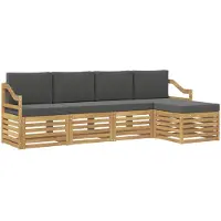 vidaXL Buiten bank set 5 st Wit en antracietkleurig Polyester