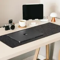 Famanu – Vilt bureaumat - groot in donkergrijs - grote antislip muismat - waterbestendige vilten bureauonderlegger - beschermer voor toetsenbord en muis - laptop en computer (donkergrijs - 90 x 30 cm)