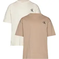 Calvin Klein T-shirts met logo - beige (set van 2) Jongens Katoen Ronde hals - maat 140