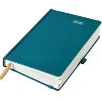 Famanu – Dagplanner 2026 A5 met 1 dag per pagina, hardcover, FSC-gecertificeerd papier en pacifisch groene kaft