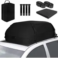 Markenlos - Autodaktas, 400 l, waterdichte dakkoffer voor auto's met 6 stevige riemen, antislipmat en opbergtas (zwart)