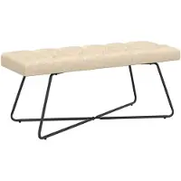 vidaXL Bank met knopen tufting Crèmekleurig 110 x 40 x 46 cm Stof