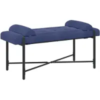 vidaXL Knopgestoffeerde Bank met Kussens Politieblauw 110 x 40 x 46 cm