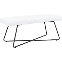 vidaXL Bank met knopen tufting Wit 110 x 40 x 46 cm Stof