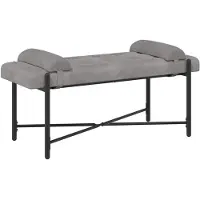 vidaXL - Knopgestoffeerde - Bank - met - Kussens - Lichtgrijs - 110 - x - 40 - x - 46 - cm
