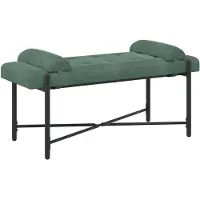 vidaXL Knopgestoffeerde Bank met Kussens Zeegroen 110 x 40 x 46 cm