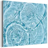 MuchoWow Aluminium schilderij 160x120 cm - Wanddecoratie metaal - Water - Blauw - bubbels - Metalen muurdecoratie woonkamer - Decoratie industrieel - Foto op dibond - Industriële accessoires slaapkamer