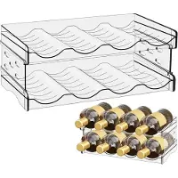 Famanu - Flessenorganizer koelkast voor 8 flessen stapelbare transparante water en wijnfleshouder voor kast en kantoor