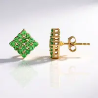 Cavill - 925 Sterling Zilver Oorstekers met Tsavoriet 1,14 ct - Groene Edelsteen Oorbellen - Luxe Prong Zetting - Elegant & Modern Design