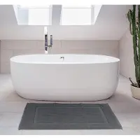 Famanu - Badmatten van katoen, [geen badkamertapijt], 53 x 86 cm, 100% ringgesponnen katoen, zeer absorberend en machinewasbaar, voor douche en badkamer (2 stuks) (Grijs)