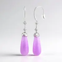 Cavill - Zilveren oorbellen - 925 Sterling zilver gerhodineerd - 2 Lila kwartskristallen 30 69 ct fancy cut - Elegant bloemmotief - Druppelvormig
