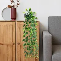 Famanu - 1 Pak Kunstplanten Hangende Kleine Kunstplanten Kunstmatige Erwten Planten Binnen Voor Aesthetisch Woonkamer Kantoor Plank Decoratie