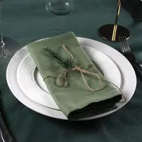 Famanu - Katoenen Servetten – 12 stuks 43x43 cm – Olijfgroen – Herbruikbare Servetten voor Thuis en Feest