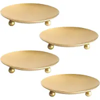 Famanu - Kaarsenbord goud set van 4 – IJzeren onderzetters Ø7 cm – Voor stompkaarsen en staafkaarsen