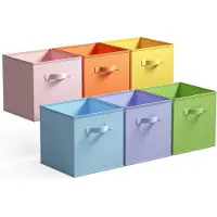 Famanu opbergboxen - Set van 6 stoffen opbergdozen, 27 x 27 cm - Opvouwbare opbergdozen met handgreep