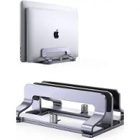 Famanu - Verticale laptopstandaard dubbele aluminium houder ruimtebesparend voor MacBook Dell HP Lenovo