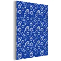 MuchoWow Aluminium schilderij 30x40 cm - Wanddecoratie metaal - Bubbels - Patroon - Blauw - Metalen muurdecoratie woonkamer - Decoratie industrieel - Foto op dibond - Industriële accessoires slaapkamer