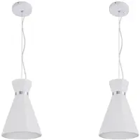 Globo Lighting Hanglamp hanglamp woonkamer hanglamp gips wit kegel licht, metalen chromen ring, 1x E27 fitting, DxH 20x177,5 cm, set van 2