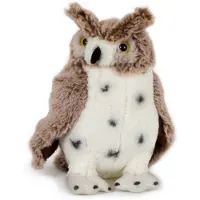 Teddies Pluche oehoe uil - bruin/witte - vogel knuffeldier - 20 cm - bosdieren knuffel