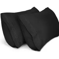 Famanu - Satijnen kussenslopen 50x90 cm zwart set 2, microfiber satijn effen kleur, envelopsluiting kreukvrij vervagingsbestendig en ademend