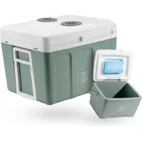 Brisby 40 Liter Elektrische Koelbox met 12V, 220/230 Volt Aansluiting – AC/DC - inclusief passieve koelbox - GROEN