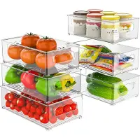 Famanu - Koelkast organizer set van 6 – transparante bakken voor keuken, vriezer of kantoor – BPA-vrij