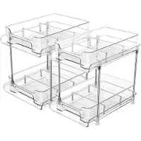 Famanu keukenorganizer voor onder de spoel - Transparante organizer met 2 lagen en 4 verwijderbare compartimenten