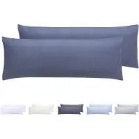 Famanu - 2 kussenslopen, microvezel, extra zacht, hypoallergeen, set van 2-90 x 40 cm, blauwgrijs