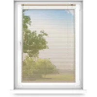 Fart Produkt time4blinds - Binnenjaloezieën Zonder Boren - Aluminium Jaloezieën - Aluminium Rolgordijnen voor Woonkamer, Slaapkamer, Keuken, Kantoor - met Koordgeleiders - Zandbruin, Links, 1400x1300