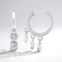 Cavill - 925 Sterling Zilver Oorbellen - Witte Topaas uit Nigeria 0,744 ct - Elegante Ronde Bezel Zetting - 21 mm Zilveren Sieraden Dames