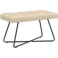 vidaXL Bank met knopen tufting Crèmekleurig 80 x 40 x 46 cm Stof