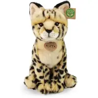 Rappa ECO knuffel serval 30 cm - realistische knuffel van recyclede PET flessen - zwart, crème