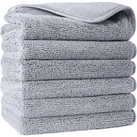 Famanu - Premium microvezel washanddoek – niet-pluizend – 6 stuks – grijs – 33 x 33 cm