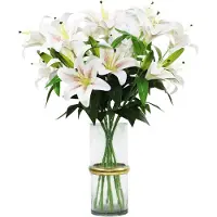 Famanu – Set van 4 stuks 60 cm lang kunsttijgerlelie 8 bloeiende bloemhoofden en 4 knoppen 3D geprint kunstbloemen ter decoratie voor bruiloften thuis hotel kantoor zonder vaas