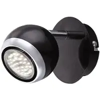 Globo Wandlamp metaal chroom wandspot verstelbare LED spot, beweegbare spot, zwarte ring design, 1x LED 3W 250 lm warm wit, H 11,5 cm