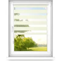 Time4blinds - Dubbele Rolgordijnen Zonder Boren - Zebra-Rolgordijnen voor Ramen en Deuren - om te Plakken, met Aluminium Cassette, Lichtdoorlatende Stof - Beige, 1500x900, Links
