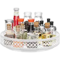 Famanu - Metalen dienblad 28 cm draaibaar wit keuken kast koelkast