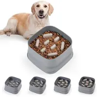 Famanu - Slow Feeder Hondenbak Grote Kattenpuzzel Voerbak voor Middelgrote Kleine Honden Puppy Katten Anti-Gulp Antislip Slow Down Eating Plastic Verstelbare Randen 19 * 19 * 10 cm