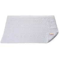 Famanu – Badmat - set van 2 50 x 70 cm - wit - absorberende badmat van katoen: premium hotelkwaliteit - Öko - Tex 100 - wafelpatroon en rand - dikke en pluisvrije douchemat