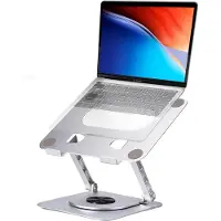 Famanu - Laptopstandaard - Standaard van Aluminiumlegering, 360 graden Rotatie, Opvouwbaar, in Hoogte en Hoek Verstelbaar, Compatibel met Laptops en Tablets Onder 17 inch