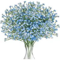 Famanu – Kunstbloemen 10 stuks Gypsophila kunstbloemen sluierkruid namaakbloemen boeketten voor bruiloft bruid feest woondecoratie blauw