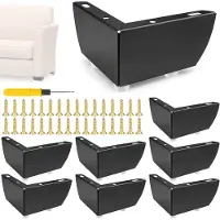 Famanu – Set van 8 driehoekige metalen meubelpoten 5 cm zwart inclusief schroeven en schroevendraaier voor kasten banken en tafels