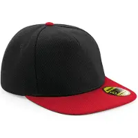 Beechfield Original Flat Peak Snapback Zwart - Rood